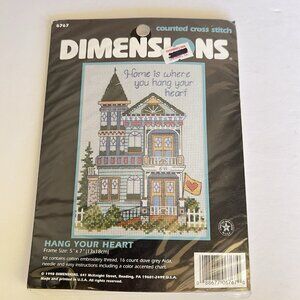 Dimensions Hang Your Heart 6767 Victorian House Counted Cross Stitch Kit 5"x7"
